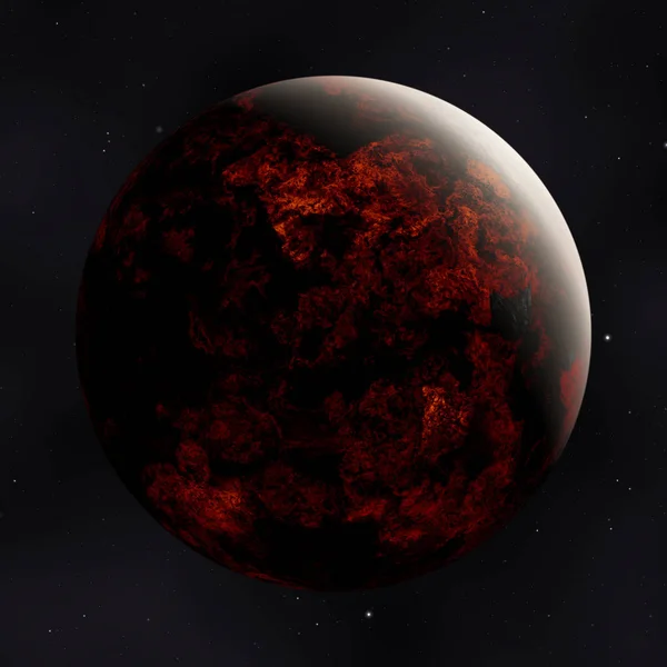 Planeta rojo en el espacio con estrellas — Foto de Stock