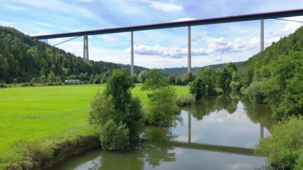 Neckar Viadukt Weitingenu Most Přes Řeku Neckar — Stock video