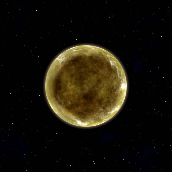 Yıldızlarla uzayda sarı gezegen — Stok fotoğraf