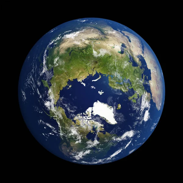 地球北极完成与美国宇航局纹理 — 图库照片