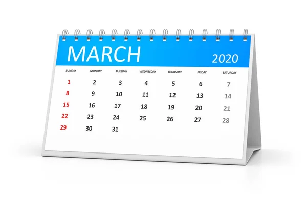 Cuadro calendario 2020 marzo — Foto de Stock