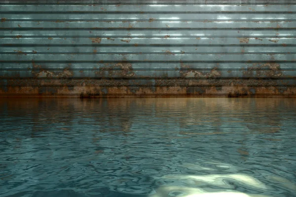 Superfície de água de parede de metal enferrujado — Fotografia de Stock