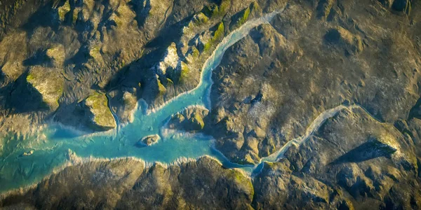 Vista aérea fantasía paisaje con río —  Fotos de Stock