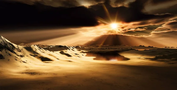 Dramatischer Sonnenuntergang in der Wüste — Stockfoto