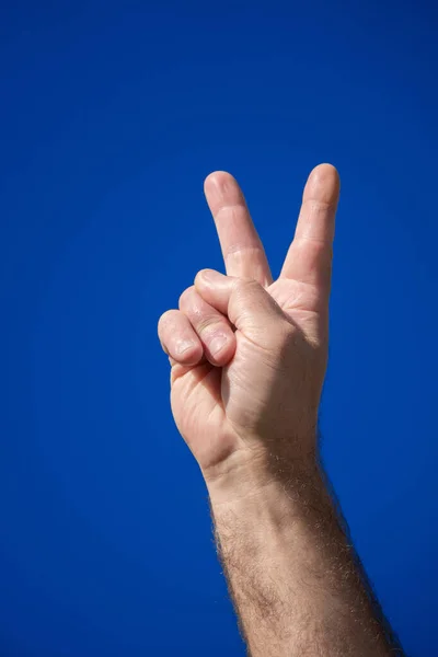 Male hand V sign — Stock Photo, Image