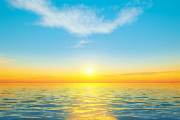 穏やかな海の夢で美しい夕日3Dイラスト — ストック写真