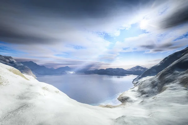 冬季风景雪景3D图解 — 图库照片