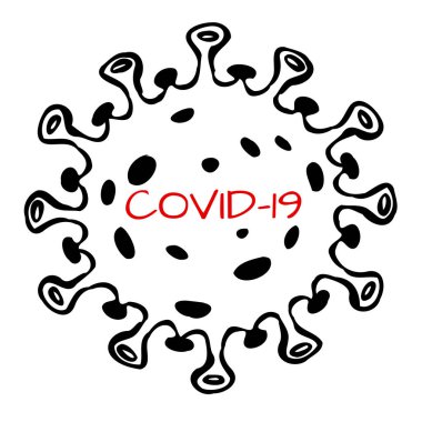 Coronavirus COVID-19 simgesi - Beyaz zemin üzerinde siyah virüs işareti