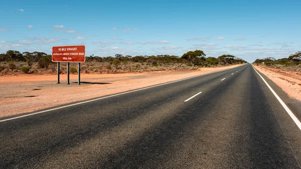 Uma Imagem Estrada Reta Mais Longa Austrália — Fotografia de Stock