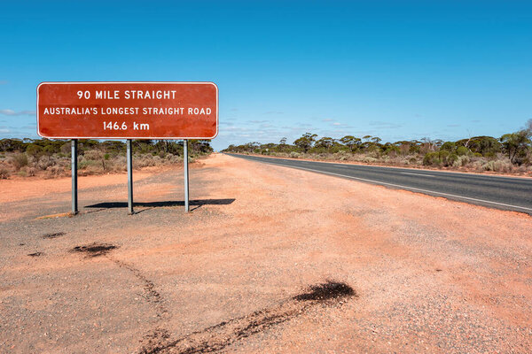 An image of the longest straight road in Australia