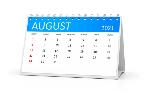 Table Calendar Your Events 2021 August Illustration — Stock Photo, Image