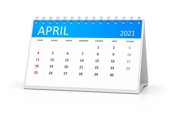 Table Calendar Your Events 2021 April Illustration — Stock Photo, Image