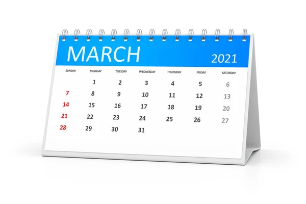 Table Calendar Your Events 2021 March Illustration — Stock Photo, Image