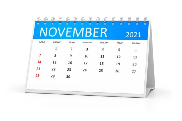 Einen Tabellenkalender Für Ihre Veranstaltungen 2021 November Abbildung — Stockfoto
