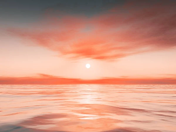 Güzel Bir Okyanus Suyu Günbatımı Arkaplanı Boyutlu Illüstrasyon — Stok fotoğraf