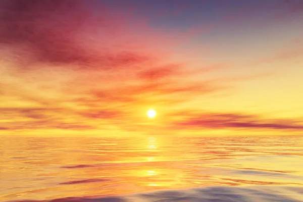 Ein Schöner Ozean Wasser Sonnenuntergang Hintergrund Illustration — Stockfoto