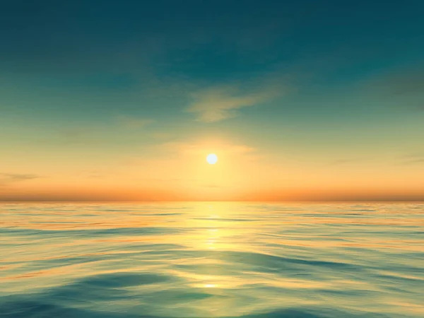 Bel Verde Acqua Arancione Tramonto Sfondo Illustrazione — Foto Stock