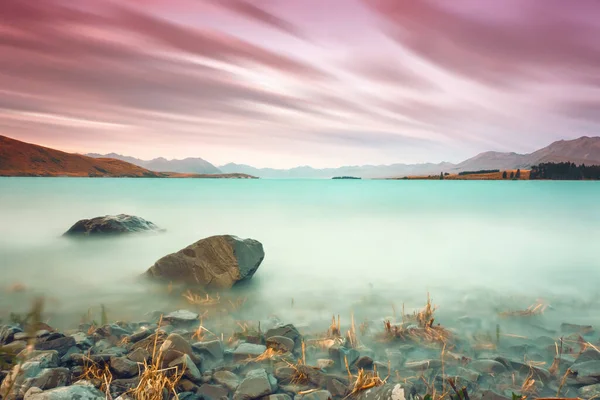 Una Imagen Una Larga Exposición Lago Tekapo Nueva Zelanda —  Fotos de Stock