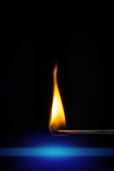 Image Match Stick Flame Front Black Background — Stock Photo, Image