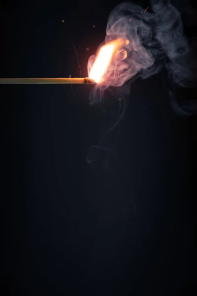 Image Match Flame Dark Background — Stock Photo, Image