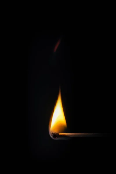 Image Match Stick Flame Front Black Background — Stock Photo, Image