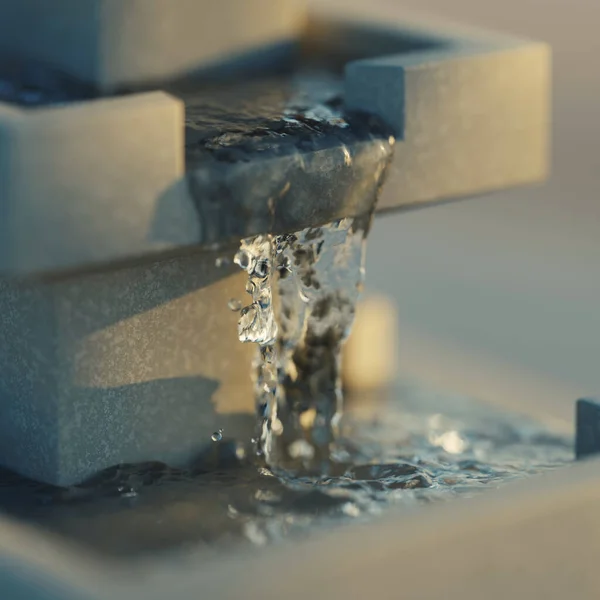 モダンなスタイリッシュな屋内噴水3Dイラスト — ストック写真