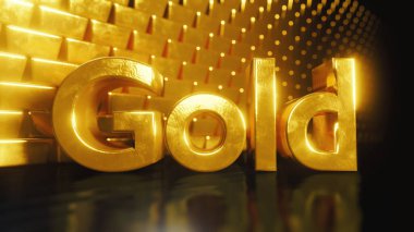 tipik bir altın külçesi 3 boyutlu resimleme