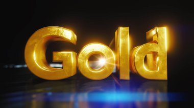 Altın harfli altın kelime 3D illüstrasyon