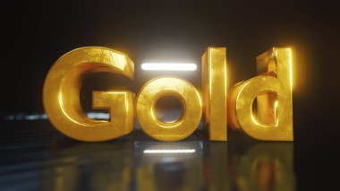 Altın harfli altın kelime 3D illüstrasyon