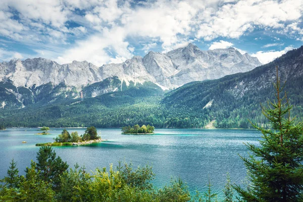 Bild Eibsee Och Zugspitze Bayern Tyskland — Stockfoto