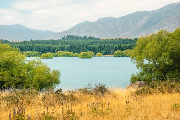 Yeni Zelanda Daki Tekapo Gölü Nün Bir Görüntüsü — Stok fotoğraf