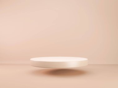 3B illüstrasyon modeli havada asılı duran podyum soyut geometrik tasarım