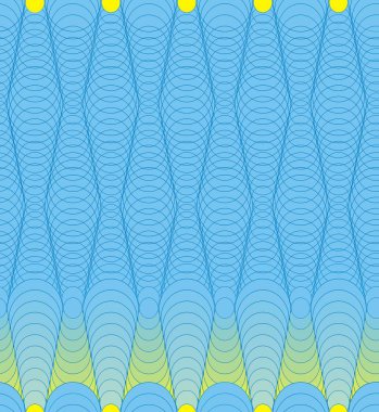 Dairesel satırlarından soyut geometrik süs olduğunu seamless modeli mavi, siyah, sarı ve koyu mavi.