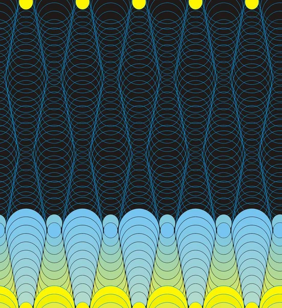 Абстрактный Геометрический Орнамент Круглых Линий Синими Черными Желтыми Темно Синими — стоковый вектор