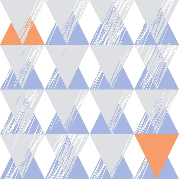 Ornamento Triangoli Linee Libere Nei Colori Blu Arancione Modello Senza — Vettoriale Stock