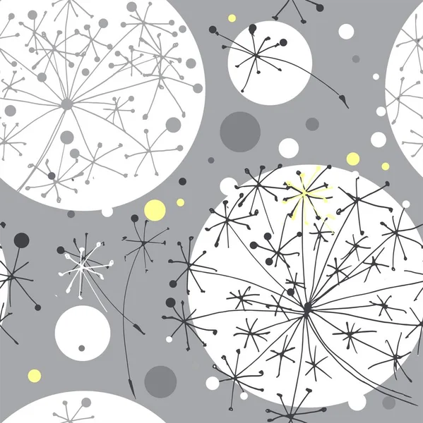 Цветы одуванчиков с нарисованными кругами — стоковый вектор