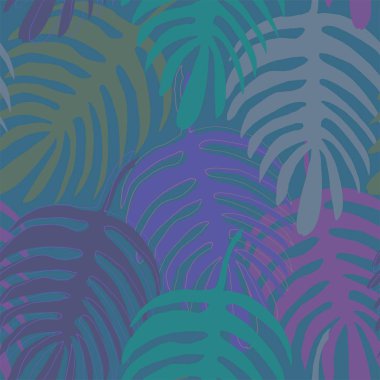 Egzotik Monstera liana yaprak siluet çizilmiş