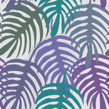 Egzotik Monstera liana yaprak siluet çizilmiş