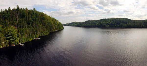 Panorama Luftaufnahme Eines Großen Flusses Saguenay Quebec Canada — Stockfoto