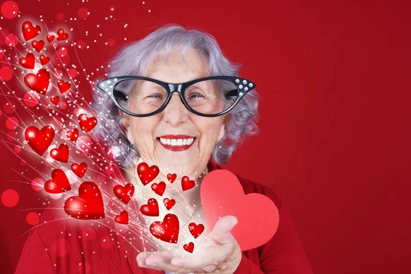 Cupid grandma Valentine's or love card — Stock Photo, Image