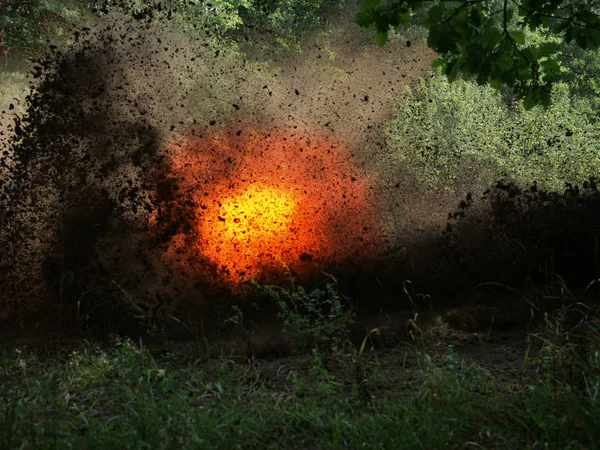 Grande Esplosione Nella Foresta — Foto Stock