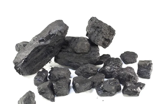 Μαύρο Άνθρακα Λευκό Φόντο — Φωτογραφία Αρχείου