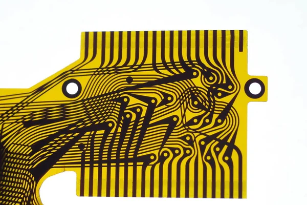 Detail Flexed Printed Circuit White Background — Stock Photo, Image