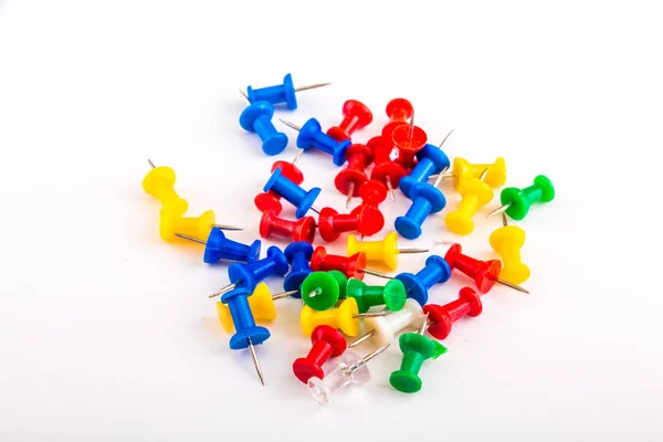 Colorful Pushpins on White Background — Stock Photo, Image