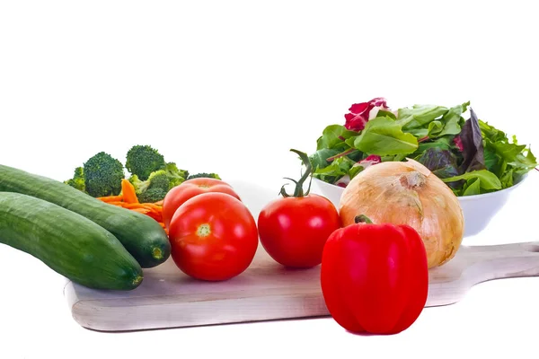 Vegetables for Salad with Greens in Bowl — Stock Photo, Image