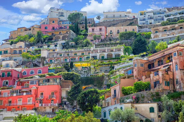 Colorful Homes up Hill in Positano Italy — Stock Photo, Image