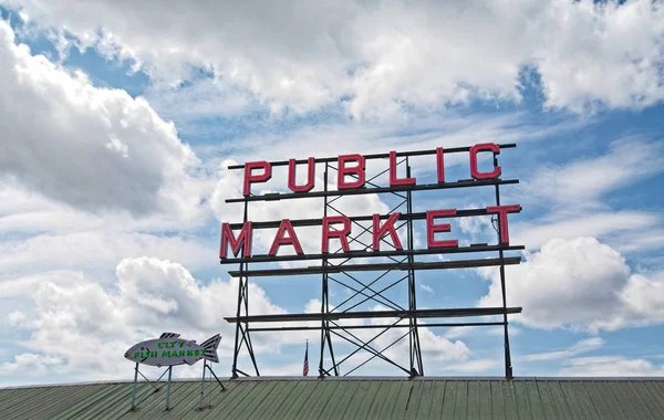 Pike Place Señal de mercado — Foto de Stock