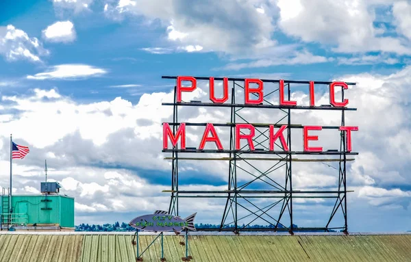 Pike Place Señal de mercado — Foto de Stock