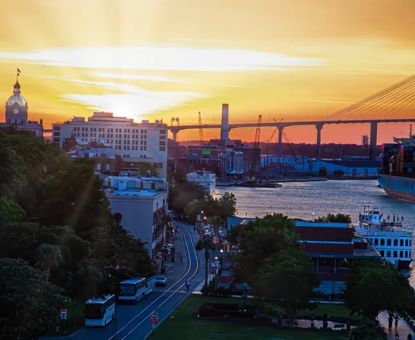 River Street al tramonto — Foto Stock