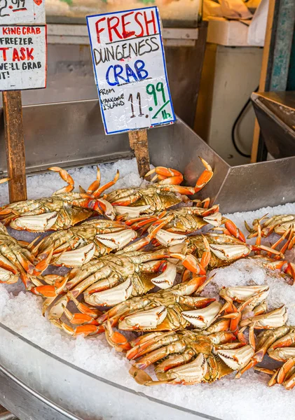 Dungeness krabbor på marknaden — Stockfoto